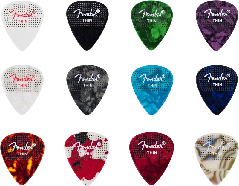 FENDER Celluloid Guitar Picks, Stocking Stuffers, 351 Dotted Shape, Medium, 12-Pack - Image 1